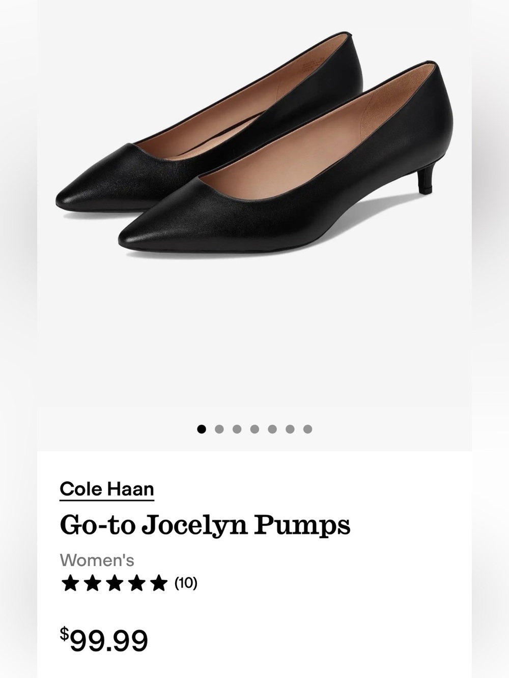 Cole Haan Black Pointed-Toe Kitten Heel Pumps, like new size 9B